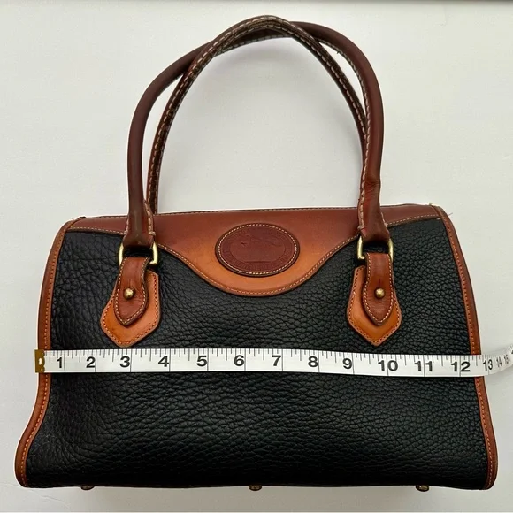 Dooney & Bourke All Weather Leather Black and Brown Leather Satchel Handbag - Picture 10 of 12